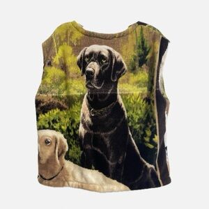 Upcycled Dog Print Full Zip Vest